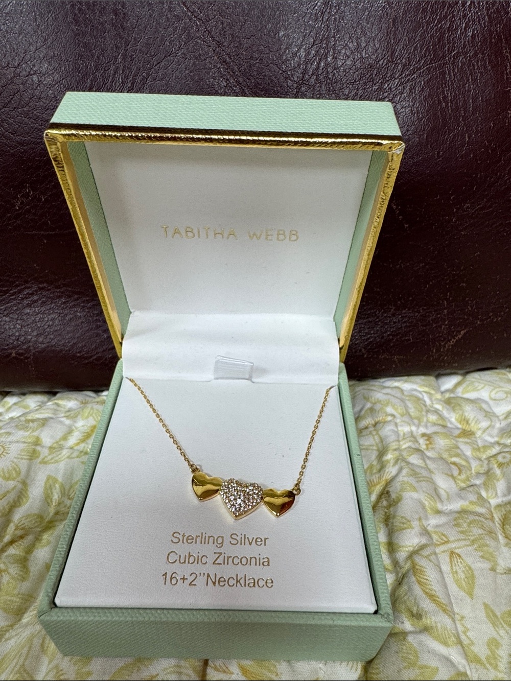Tabitha Webb Gold Heart Necklace with CZ Center